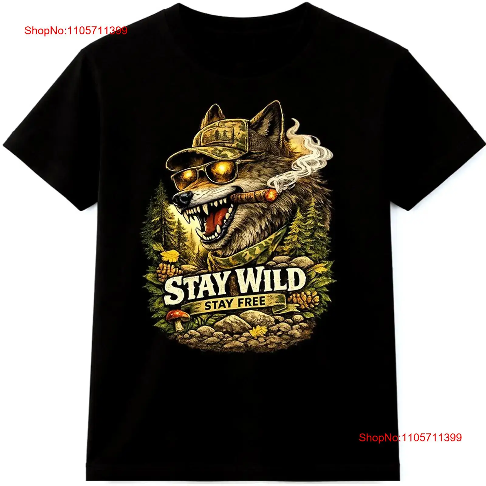 Wildman Hunting & Outdoor Price List - Camiseta de lobo Stay Wild Free