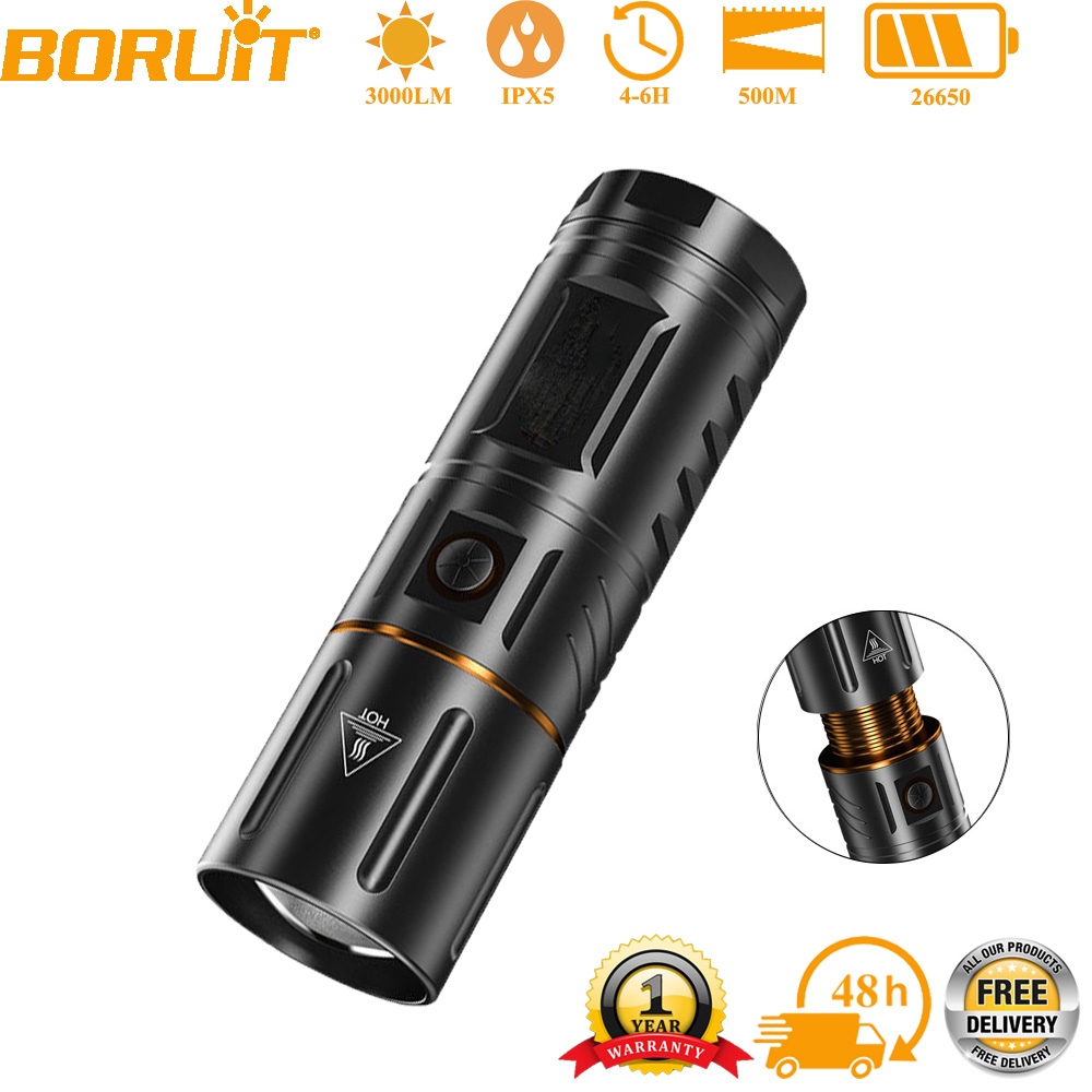 Outdoor Hunting And Fishing - Linterna LED BORUiT Ultra Brillante de