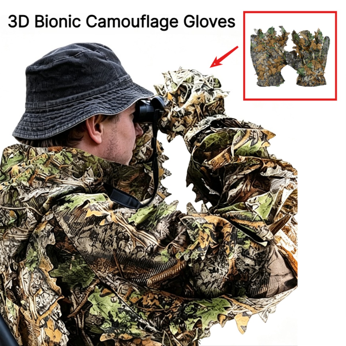 Outdoor Hunting Photography - Guantes de camuflaje 3D con diseño